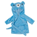 Blue 18-inch doll animal hooded bathrobe with bear embroidery and soft fleece texture - Blue Bear