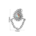 Silver starburst ear stud with a colorful teardrop gem and chain, 12.5mm size - #4 AB Color Teardrop Chain