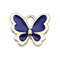Blue and gold butterfly enamel pendant charm with hanging loop for DIY jewelry - 1 Piece/Pack (12x11mm)