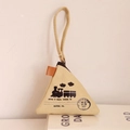 Porte-monnaie triangle en toile vintage avec imprimé train rétro et dragonne pratique - Train (Beige)