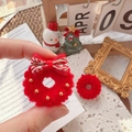 Red plush wreath brooch with bow and gold beads, cozy handmade Christmas accessory - China Red Small Thick Wreath Accessory / Approx 3.5cm