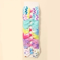 Set of 8 colorful grosgrain ribbon hair bows with unicorn and star patterns on card - Style 14