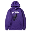 Purple F-CAW-F funny crow graphic hoodie with front pocket and drawstring hood - Purple
