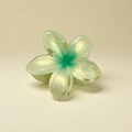 Frangipani hair claw clip with gradient green and pale yellow finish for women - 8x7x4cm / Glossy Pearly Yellow