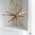 Adorno de estrella para árbol de Navidad oro champán de 10cm con purpurina y cordón - Pequeño Champaña