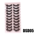 Voluminous 3D false eyelashes 10-pair set with DSD05 model in natural curly style - DSD05 (Pink)
