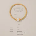 Golden titanium steel snake chain bracelet with sparkling crystal paved cylinder charm - Gold Color Bangle (Z274)