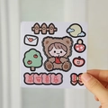Cute cartoon girl bear suit stickers for water bottles, waterproof PET decorative decals - Thickened Waterproof - Peace and Joy