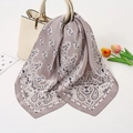 Fashionable paisley print silk scarf in smoky grey, elegant accessory for handbags - 70-70cm / Grey Paisley (FJ028-3)