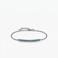 Bracciale in argento S925 nero con doppia fila di perline turchesi blu da donna - Argento 925 / Canna di fucile con turchese sintetico