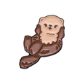 Cute cartoon sea otter enamel pin badge with playful laying pose and brown finish - Sea Otter Style (XZ8696)
