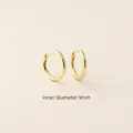 Minimalist 9mm inner diameter golden round hoop earrings in polished S925 sterling silver - 925 Silver / 9mm Gold