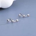 Minimalist S925 sterling silver stud earrings featuring three graduated stars in silver - Three Stars / White Gold
