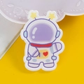Cute acrylic astronaut brooch pin in purple and white with yellow stars for bags - 14 Heart Astronaut
