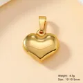 Colgante de corazón dorado pulido 15x15mm en acero inoxidable para bisutería DIY - Corazón de Espejo-94