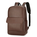 Mochila de negocios en cuero marrón oscuro con patrón de lichi y bolsillos laterales - Marrón