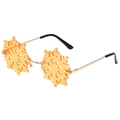 Frameless orange snowflake sunglasses with gold metal temples and clear yellow lenses - Gold Frame Orange Lens