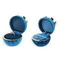 Joyero esférico de terciopelo azul con estrellas doradas para anillos y collares - Estuche para anillos / Azul claro