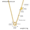 Gold stainless steel necklace with zircon G letter and heart pendant dimensions - Letter G Necklace (RP001) / Gold