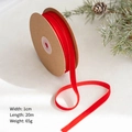 Cinta de terciopelo rojo 1cm ancho 20m largo para lazos navideños DIY y envoltorios - 1cm x 20m / Rojo