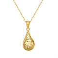 Bohemian 925 silver necklace with gold teardrop pendant and yellow gemstone accent - Citrine 14K Gold Plated (Approx. 2.01g)