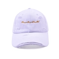Verwaschene hellviolette Baseballkappe mit goldener Mama-Stickerei für den Sonnenschutz - Stern Bestickt Mama Distressed Stil / Hellviolett