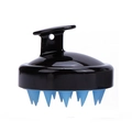 Cepillo de masaje para cuero cabelludo de silicona negro y azul con mango ergonómico - Negro+Azul