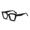 Modische übergroße schwarze Cat-Eye-Sonnenbrille mit UV400-Schutzgläsern für Damen - Schwarzer Rahmen Klare Gläser