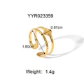 Detail view of double-band open ring with clover motif and 1.80cm inner diameter - Four-Leaf Clover Element (YYR023359)