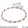 Minimalist steel bead necklace with red resin accents and adjustable lobster clasp chain - 200mm*2mm / Red