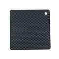 Gray square silicone placemat with honeycomb texture and hanging hole for kitchen use - Dark Grey