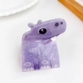 Cute purple marble pattern hippo hair claw clip for girls, durable acrylic hair accessory - Hippo