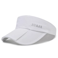 White breathable open top sun hat for sports featuring side NY&JA letter print - Adjustable / White