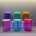 Sublimation 12oz frosted glass mason jars in six vibrant colors with bamboo lids and handles - 15OZ Jelly Color Mug (Color Note)