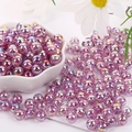 Dettaglio di perline tonde in acrilico viola 8mm con glitter per creazione gioielli DIY - 8mm (100 Pezzi) / Viola Uva