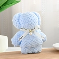 Blue coral fleece teddy bear towel gift with Just for you ribbon and pearl charm - 30*30cm / Pearl Bear Blue