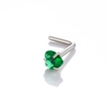 L-shaped silver nose stud featuring a brilliant green heart-shaped zircon stone - Heart L-Shape / Green