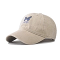 Dettaglio cappello baseball in cotone lavato vintage con farfalla blu e ricamo dreams - Regolabile / Beige Farfalla