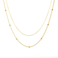 Double-layered 18K gold-plated stainless steel snake chain necklace with bead accents - Style 09 (Beaded Snake Layered)