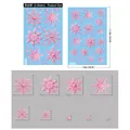 Pink 3D embossed snowflake window clings, 2-sheet set with size specifications - BQ648 Pink Snowflake 2 Sheets / 3D Visual Effect Pink Snowflake