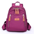 Chic purple nylon backpack for women with dual front zippers and premium woven straps - Purple