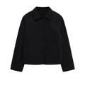 Classic black lapel button jacket with large patch pockets in a minimalist street style - XS / Black