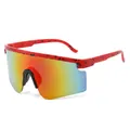 Occhiali da ciclismo sportivi montatura nero rosso e lenti specchiate sfumate arancio - Montatura Rossa Specchio Rosso