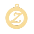 Golden stainless steel round pendant featuring a hollowed-out letter Z design - Letter Z