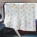 Car side window sunshade featuring orange patterns and 3D polka dot texture on white fabric - Orange Pattern