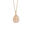 Gold-plated stainless steel chain with natural pink stone cross pendant for women - Orange & White