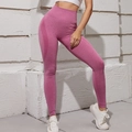 Leggings de yoga rosas de cintura alta sin costuras con efecto push-up y moldeador - S / Rosa