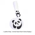 Panda leather keychain with black buckle and white stitching for bags and keys - Panda