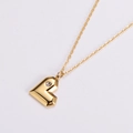Collana in acciaio al titanio dorato con ciondolo a cuore e gemma di zirconia cubica - Oro