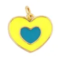 Golden heart pendant with yellow and blue enamel inlay for jewelry making - Yellow Heart-L281424